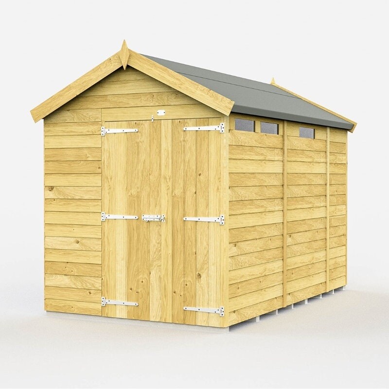 7 x 9 Feet Apex Security Shed - Double Door - Wood - L272 x W214 x H217 cm Brown
