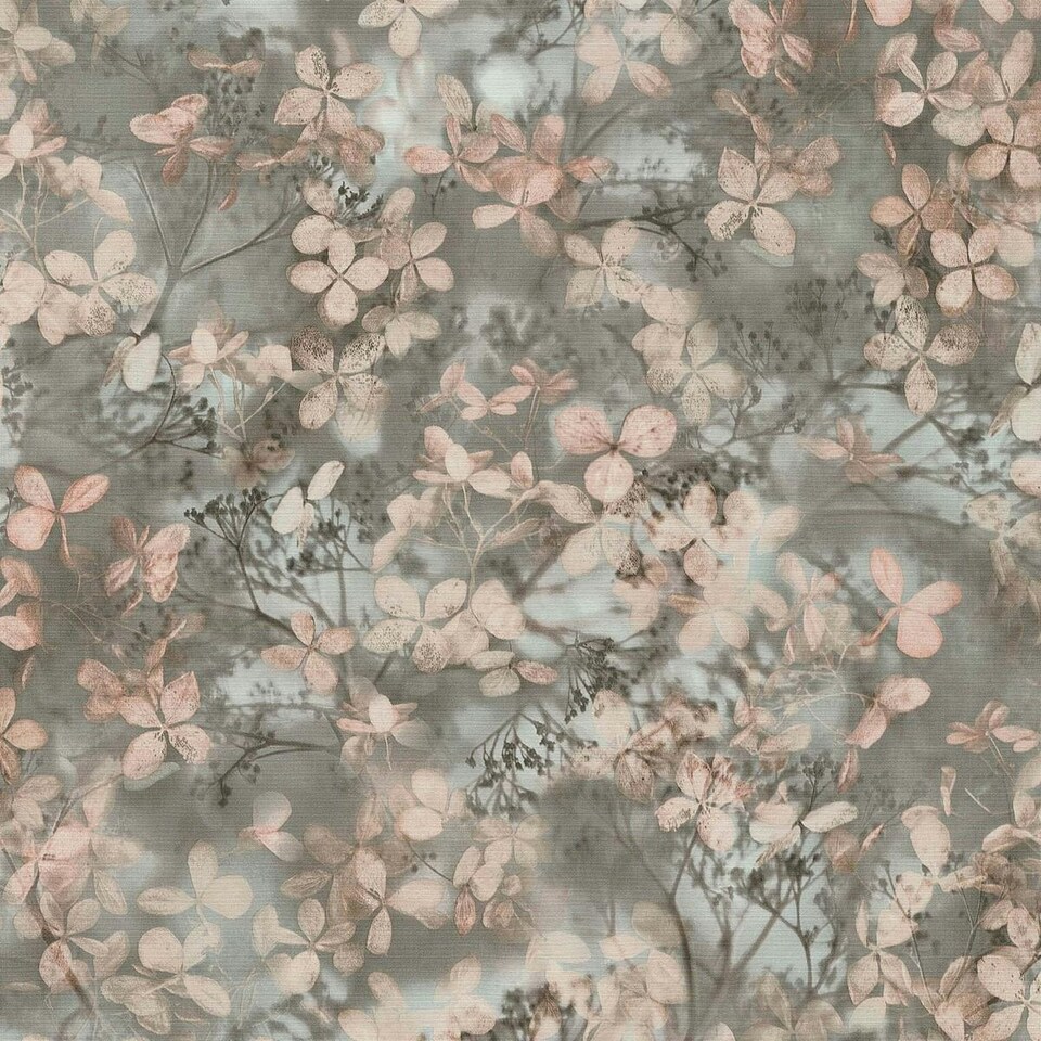 image 1 of Erismann Play Of Light Blossom Vinyl Textured Wallpaper - Pink/Sage Green - 10m x 53cm Pink