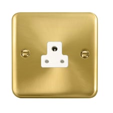 SE HOME Curved Satin Brass 1 Gang 2A Round Pin Socket White | Satin Brass