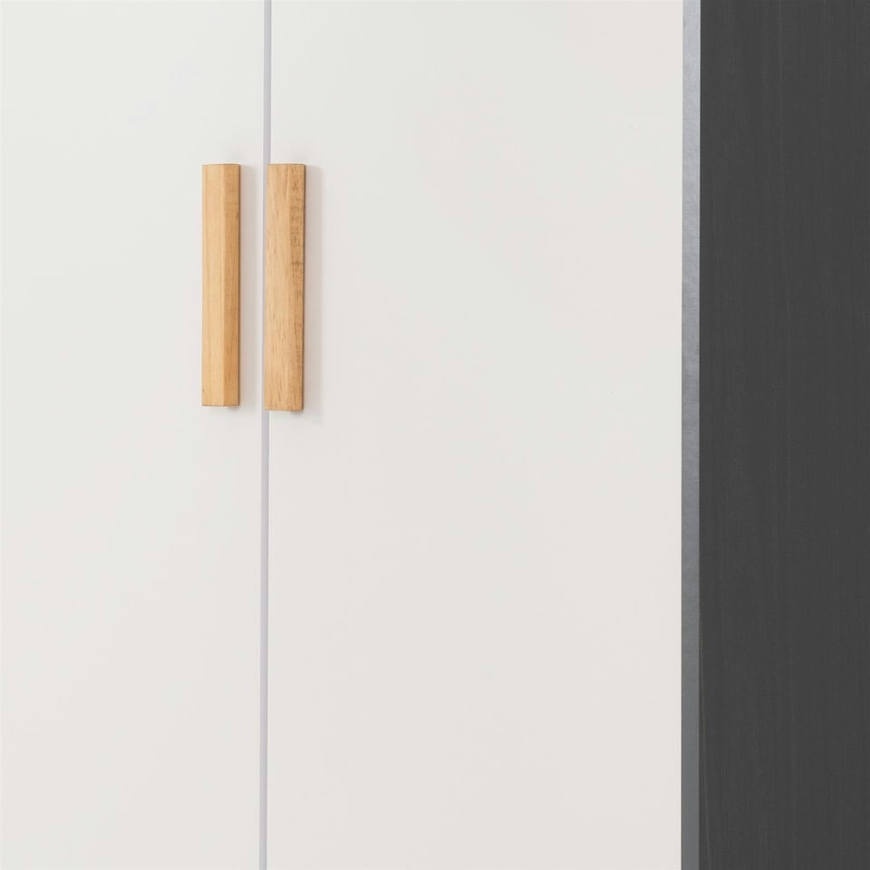 image 1 of Cleveland 2 Door Wardrobe - L52 x W80 x H192 cm - White/Grey Metal Effect | Grey