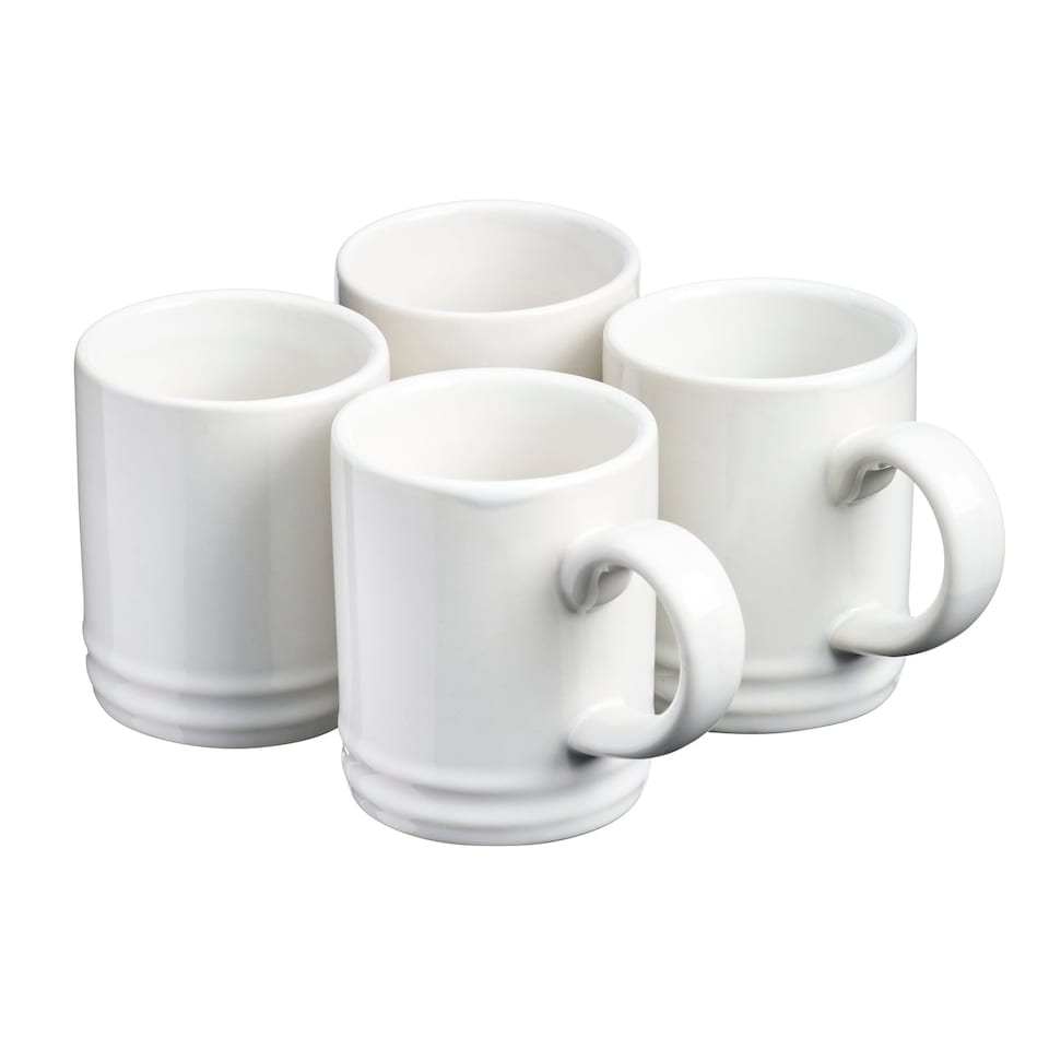 image 1 of Cooks Professional 4pc Espresso Cup Set - Stoneware Mini Mugs - 100ml | White | White
