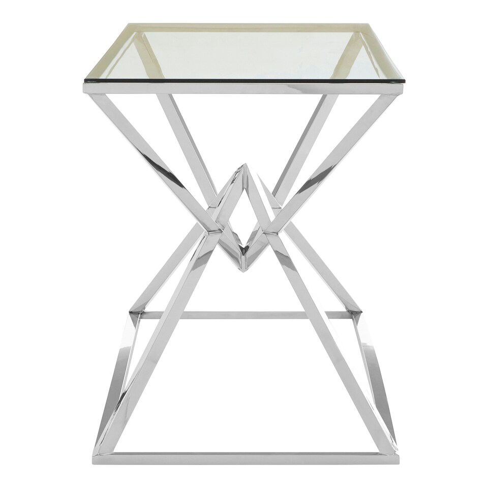 image 1 of Allure Tempered Glass Rectangular Console Table Silver