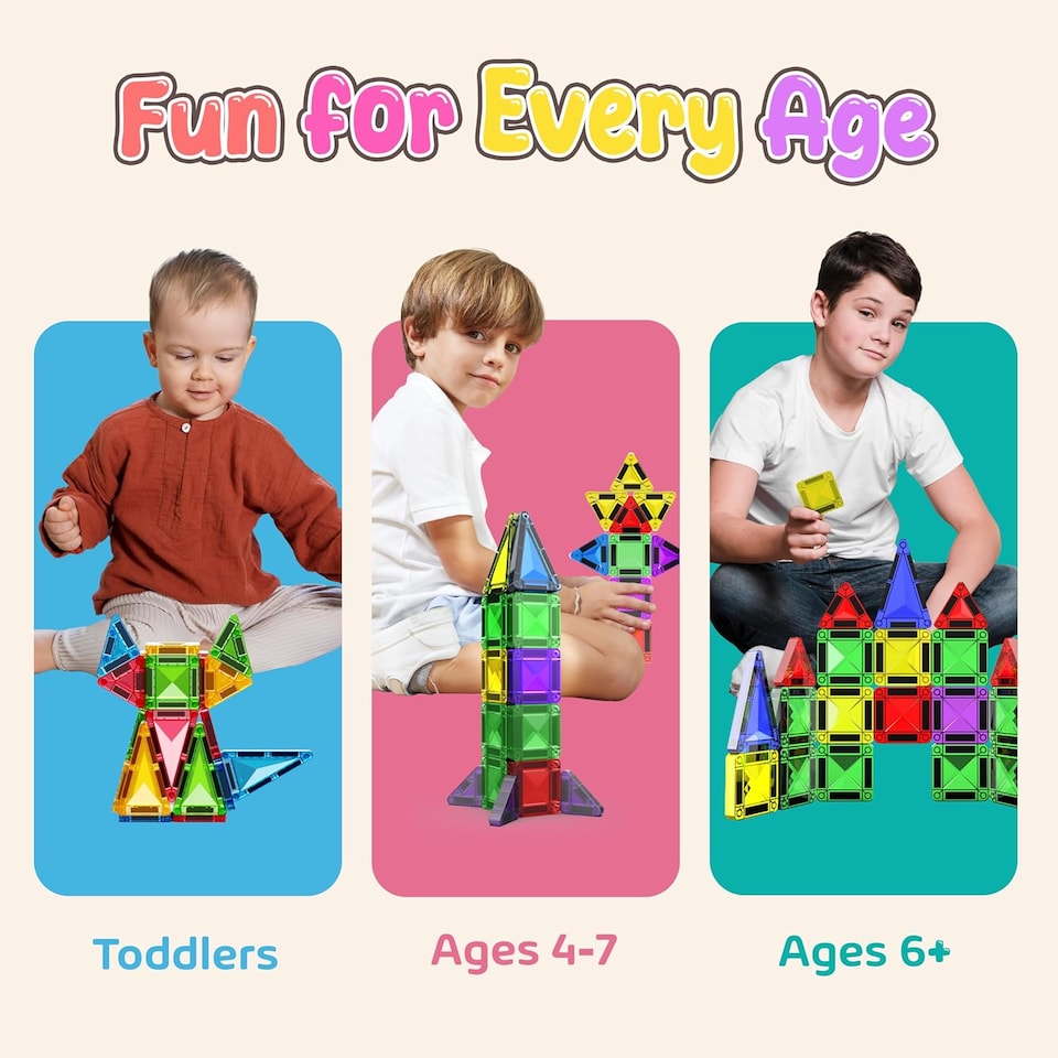 image 1 of Desire Deluxe Micro Magnetic Tiles Building Blocks Toy STEM Educational Travel Size Magnetics Blocks for Kids, Preschool Sensory Montessori Toddler Magnetic Toys for Boys & Girls 3 plus Years Old 28PCS Multicolour