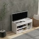 image 7 of HOMCOM Sit-On Shoe Storage Unit w/ Hidden Compartment Handles Cream