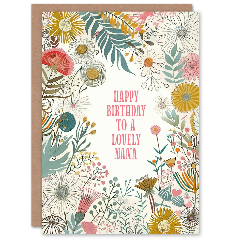 image 1 of Modern Floral Wildflower Boho Elegant Nana Birthday Card