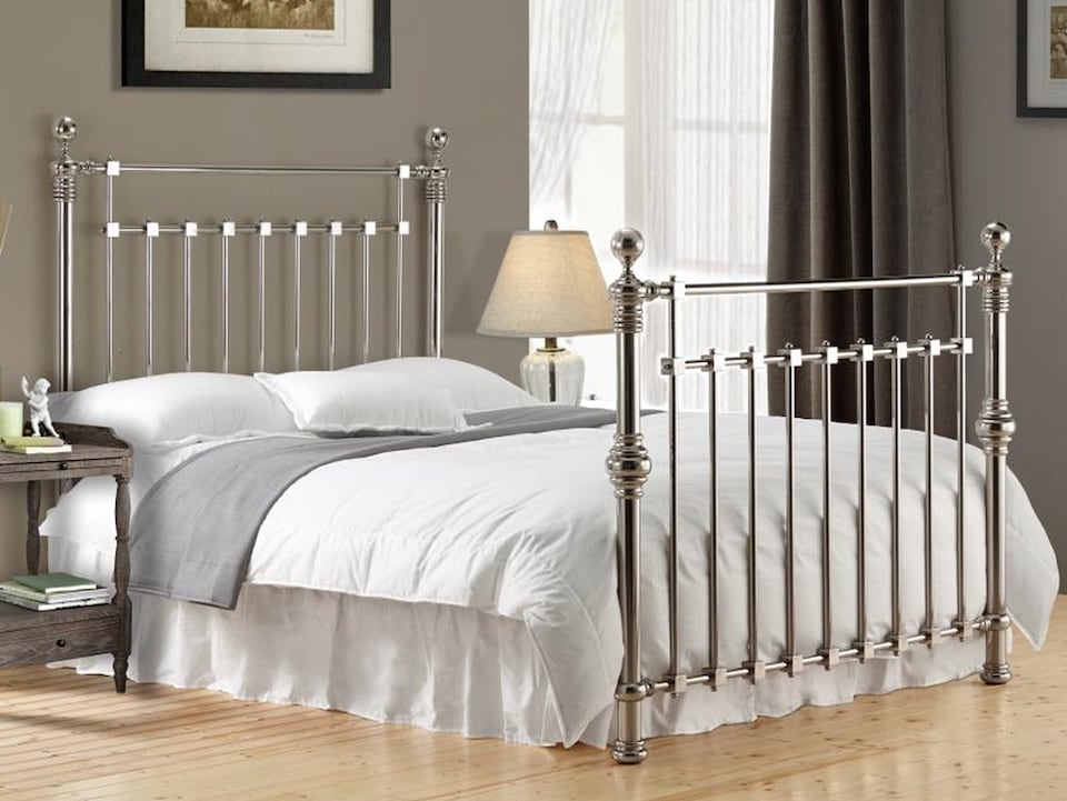 image 1 of Chrome Squared Metal Bed Frame - Double 4ft 6"
