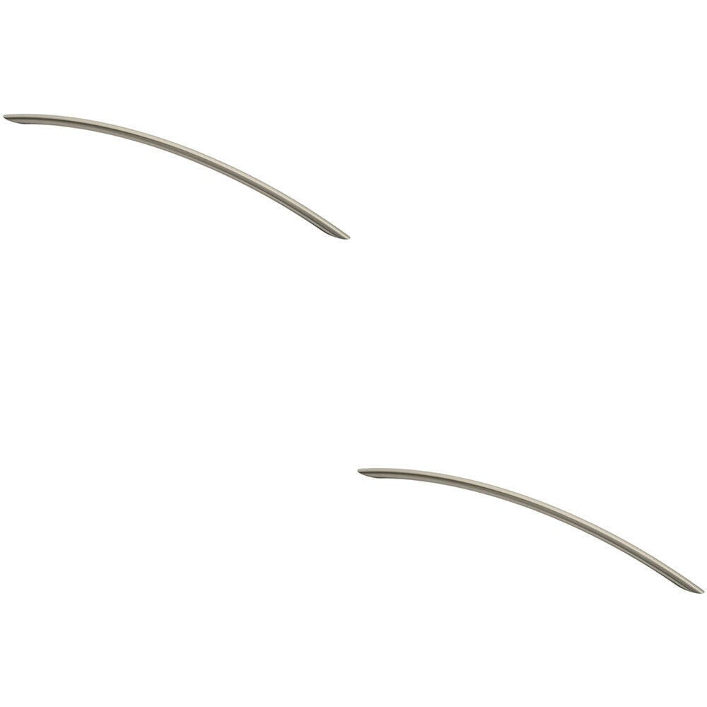 Loops 2x Curved Bow Cabinet Pull Handle 372 x 10mm 320mm Fixing Centres Satin Nickel in Metallics