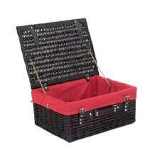 41cm Empty Willow Wicker Picnic Basket with Lining Red | Red | One Size
