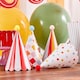 image 2 of Circus Scalloped Paper Party Hats with Pom Poms - Pack of 8