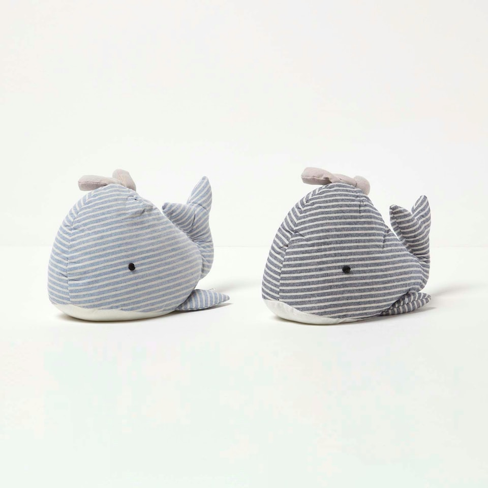 image 1 of Homescapes Set of 2 Grey Whale Doorstops
