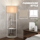 image 4 of HOMCOM Corner Floor Lamp with Shelves, Modern Tall Standing Lamp with Chain Switch for Living Room, Bedroom, Bulb Not Included, White