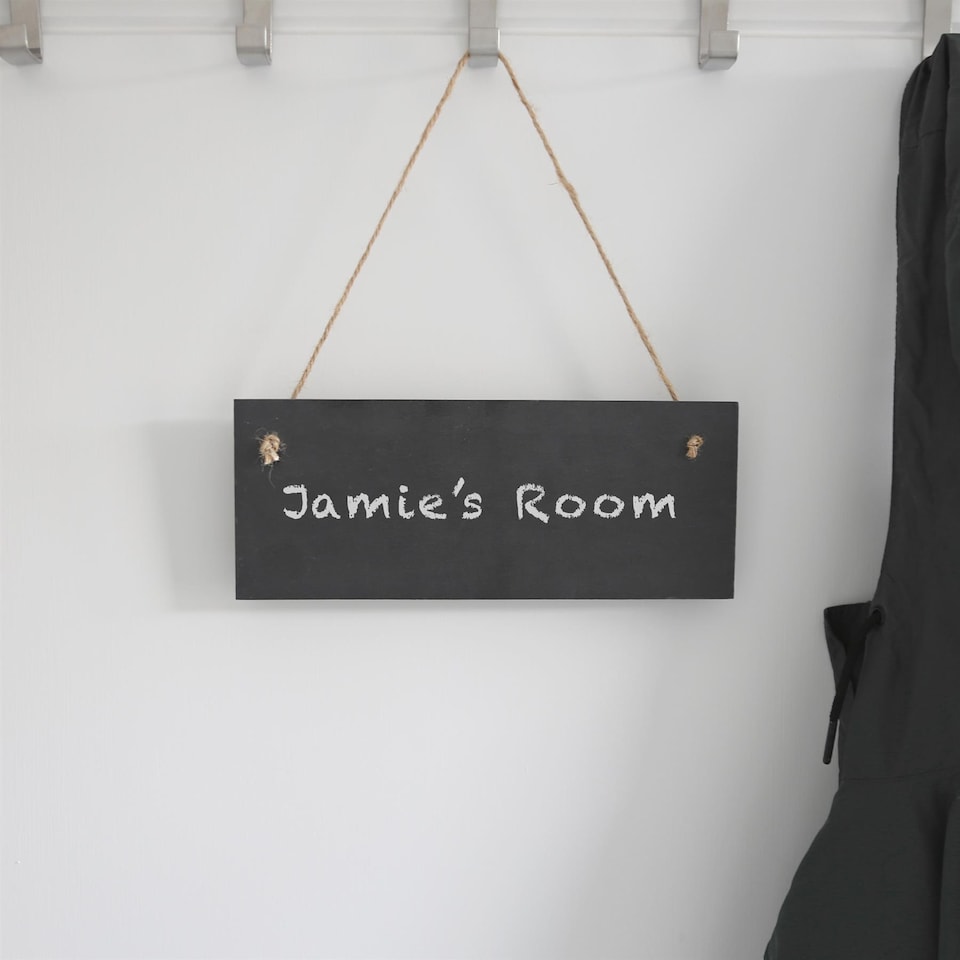 image 1 of Nicola Spring Rectangle Slate Memo Boards with Rope & Chalk Pencils - 25cm x 10cm - Black - Pack of 6