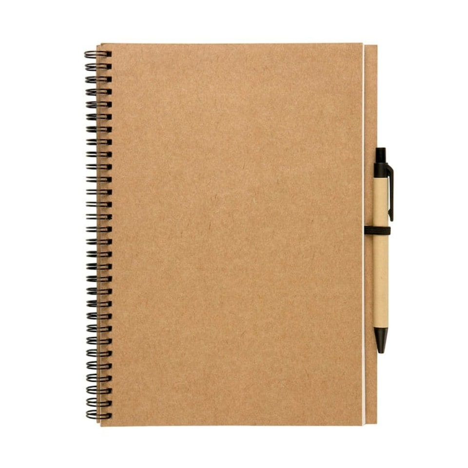 image 1 of MidOcean Bloquero Plus Recycled Notebook & Pen - Beige - 26cm x 19cm