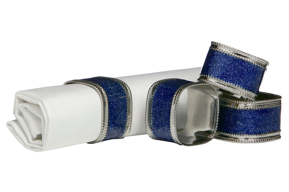 image 1 of Set Of Four Sapphire Glitter Napkin Rings