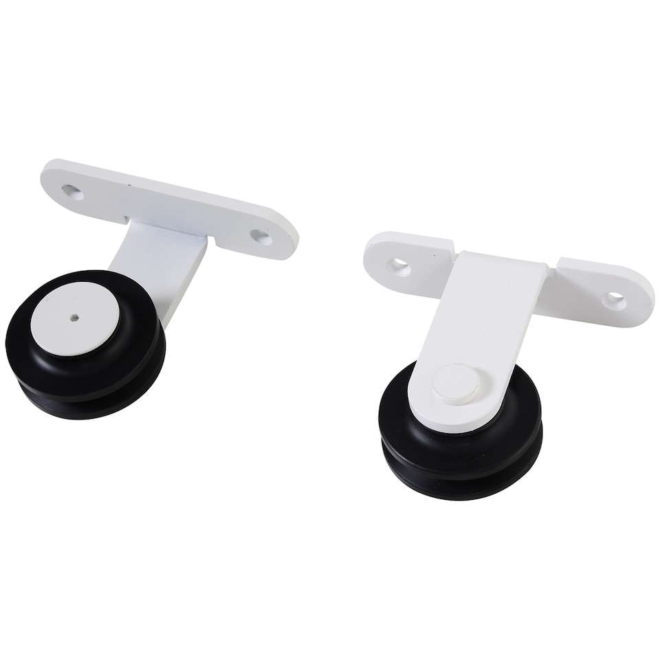 image 1 of HOMCOM 6FT Rustic Interior Sliding Barn Door Mounting Hardware Kit - White | White | White