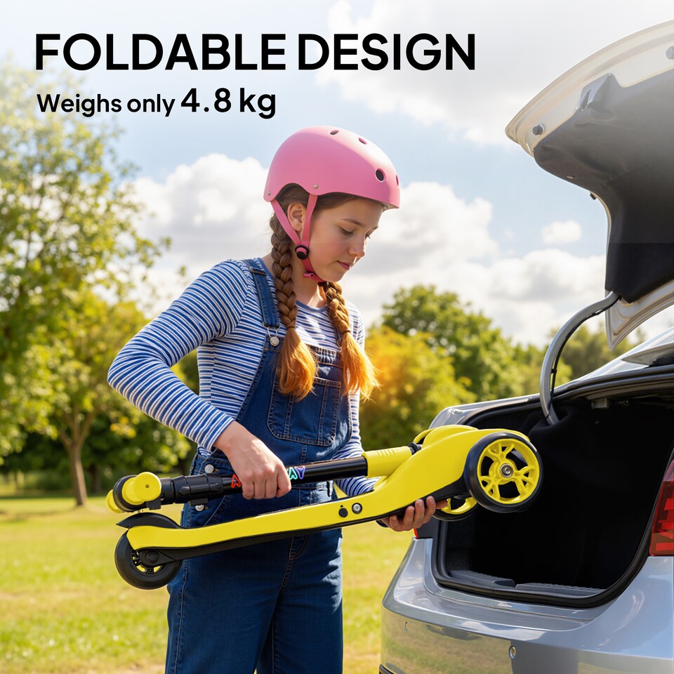 image 1 of AIYAPLAY Electric Scooter for Age 6-10, 3 Wheel Foldable Kids Scooter | Yellow