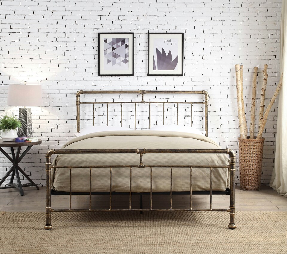 image 1 of Cilcain Double 4ft 6 Antique Bronze Metal Bed Frame | Bronze | Hand painted antique bronze finish | Double