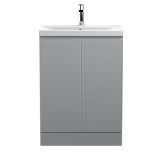 Balterley Mavesyn Contemporary 2 Door Floor Standing Vanity Unit with Mid-Edge Basin, Satin Grey, 600mm