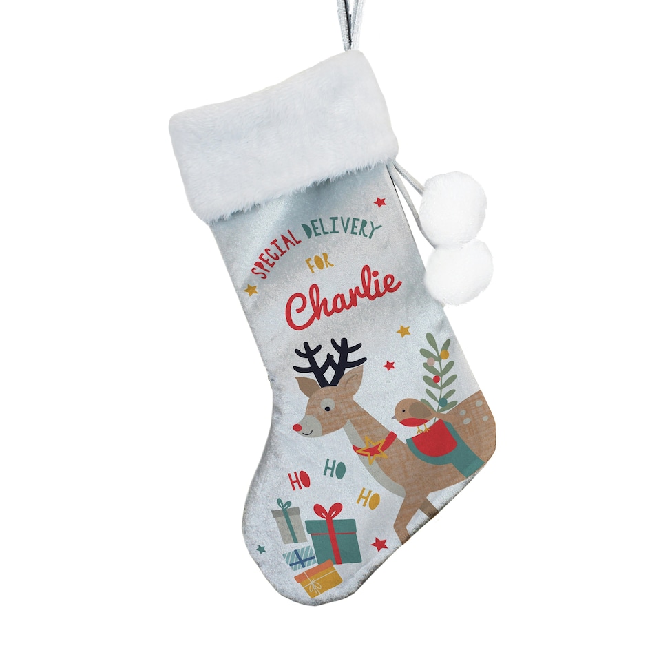 image 1 of Personalised Reindeer Christmas Stocking