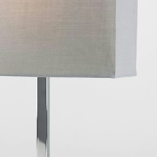 ValueLights Modern Polished Chrome Square Tube Table Lamp With Grey Rectangular Shade
