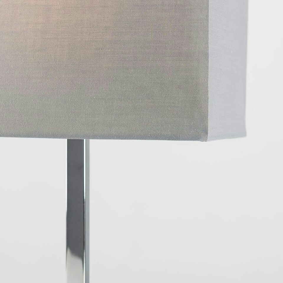 image 1 of ValueLights Modern Polished Chrome Square Tube Table Lamp With Grey Rectangular Shade