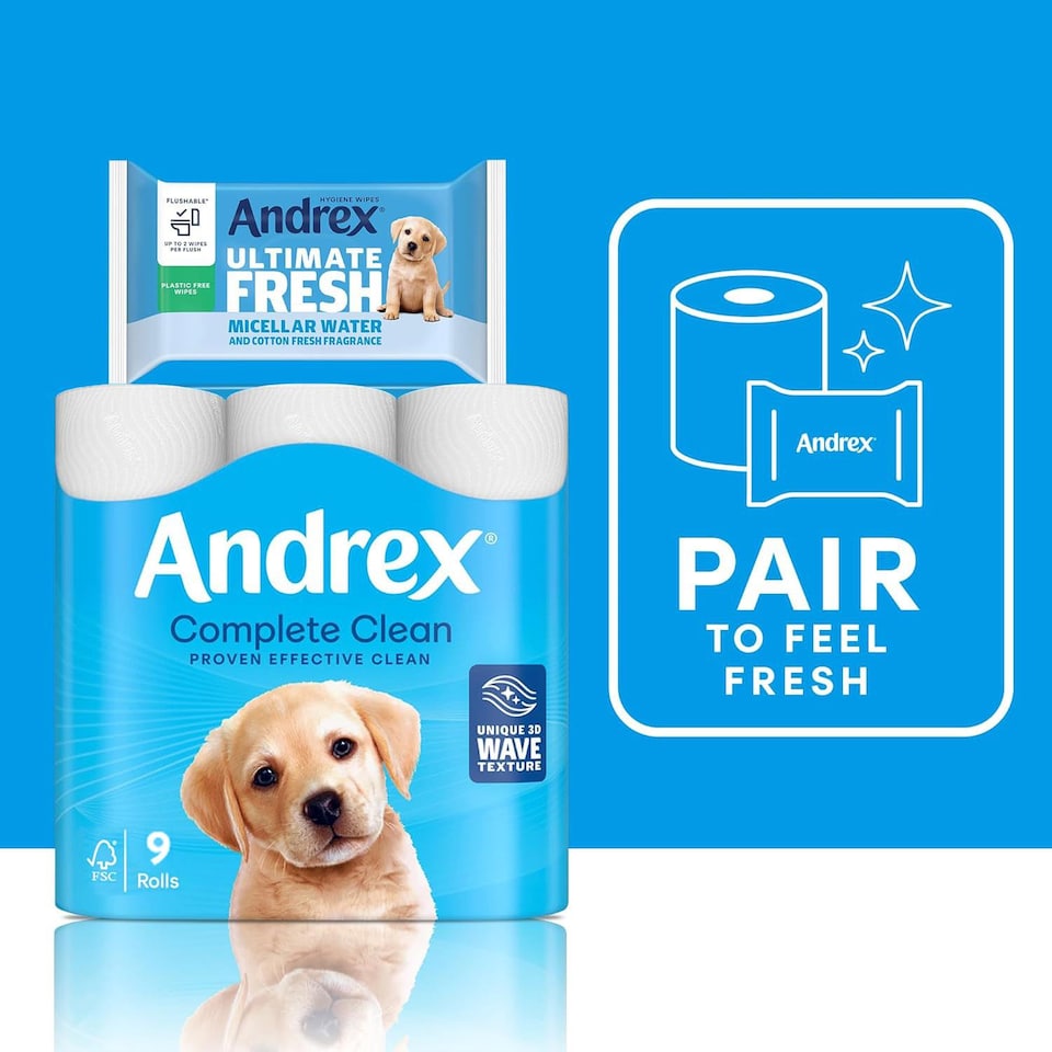 image 1 of Andrex Toilet Rolls Classic Clean Fragrance-Free 2 Ply Toilet Paper, 36 Rolls | White | 4 Pack | 4