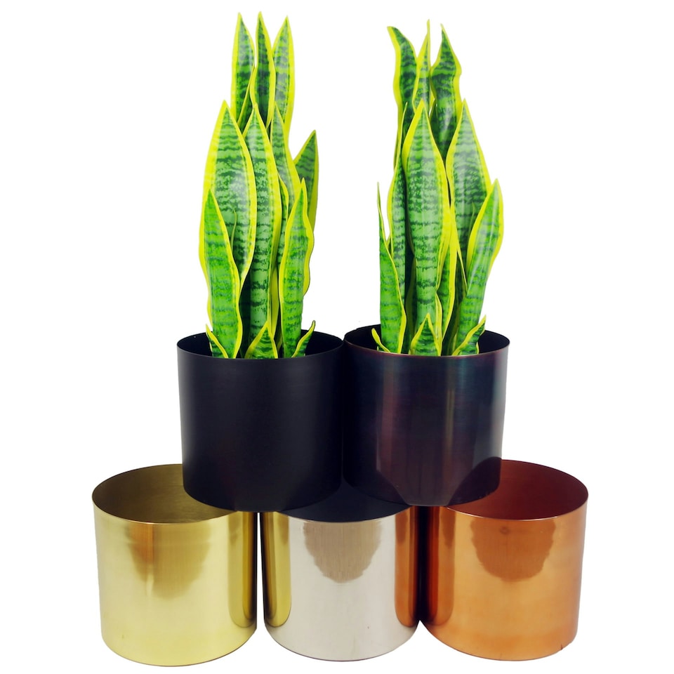 image 1 of Modern Metal Planter Gold 18cm Polished Shiny Finish Golden Colour Gold