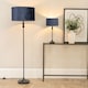 image 2 of ValueLights Maggie Black Candlestick Table Lamp Navy Velvet Shade | Black