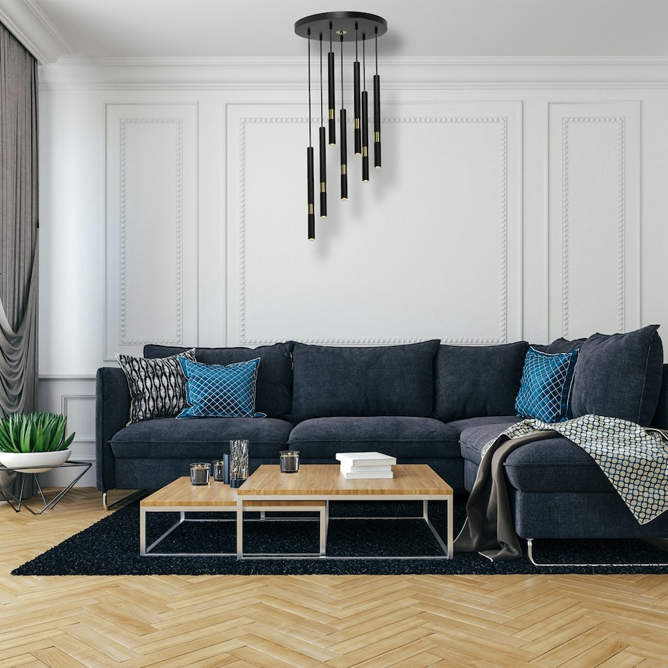 image 1 of Milagro Pendant Lamp Monza Black / Gold 7XG9 8W