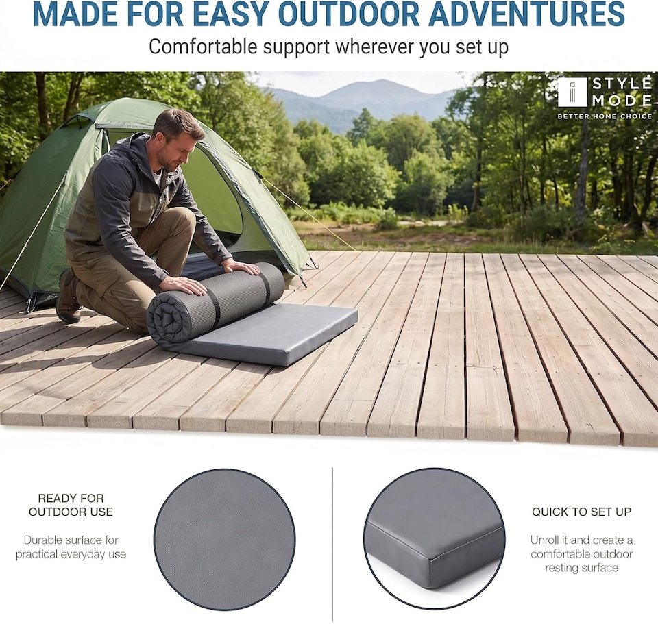 image 1 of Roll-Up Camping Mattress|Campervan Mattress Topper (190 × 75cm)