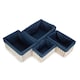 image 2 of Set of 4 White Wash Navy Lined Open Storage Baskets | Blue | Blue | Not provided