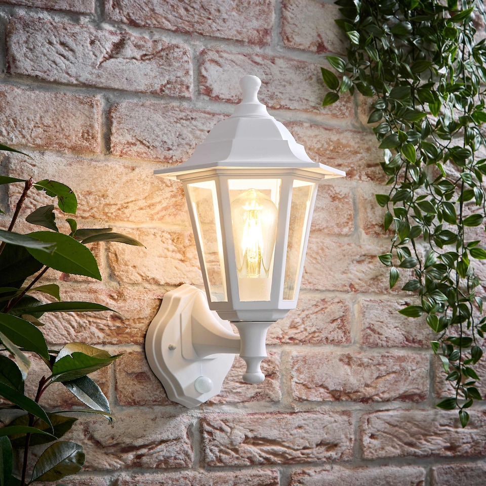 image 1 of ValueLights White Outdoor Garden Wired Security Lantern Wall Light