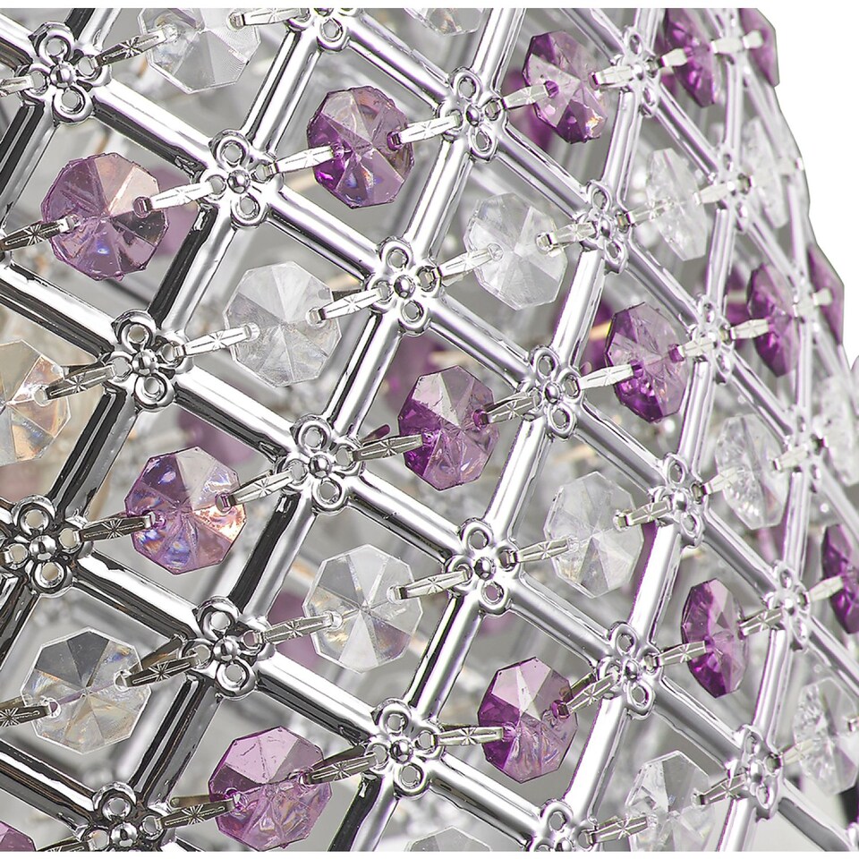 image 1 of Sparkly Ceiling Pendant Shade with Clear and Purple Beads | Purple | Purple | 1