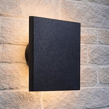 CGC BAILEY Black Square LED Wall Light 8W 4000K 700lm IP65 Back-Lit Halo Polycarbonate