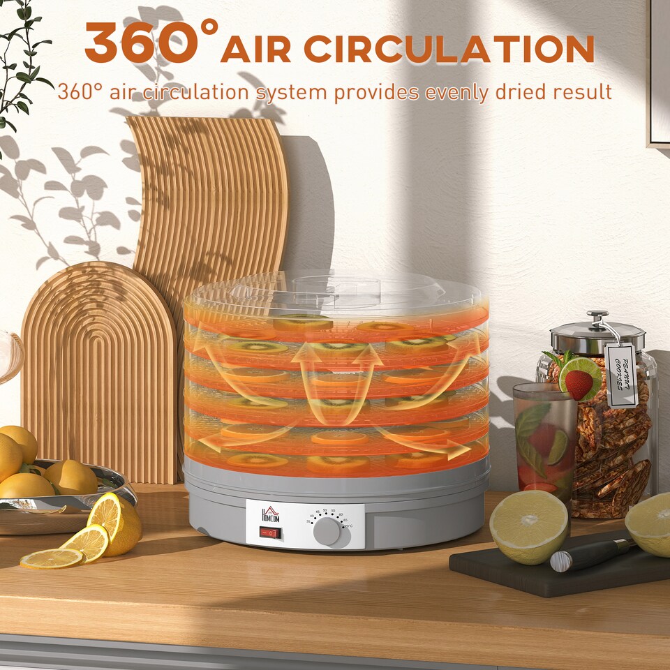 image 1 of HOMCOM 5 Tier Food Dehydrator for Drying Fruit Meat Vegetable Pet Treat
