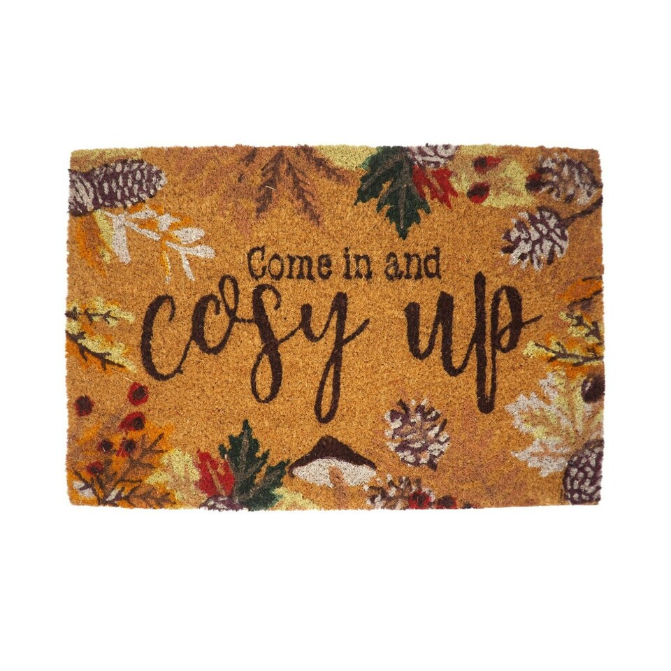 image 1 of Marco Paul Multicoloured Coir 'Cosy Autumn' Doormat 60x40cm Seasonal Entryway Mat