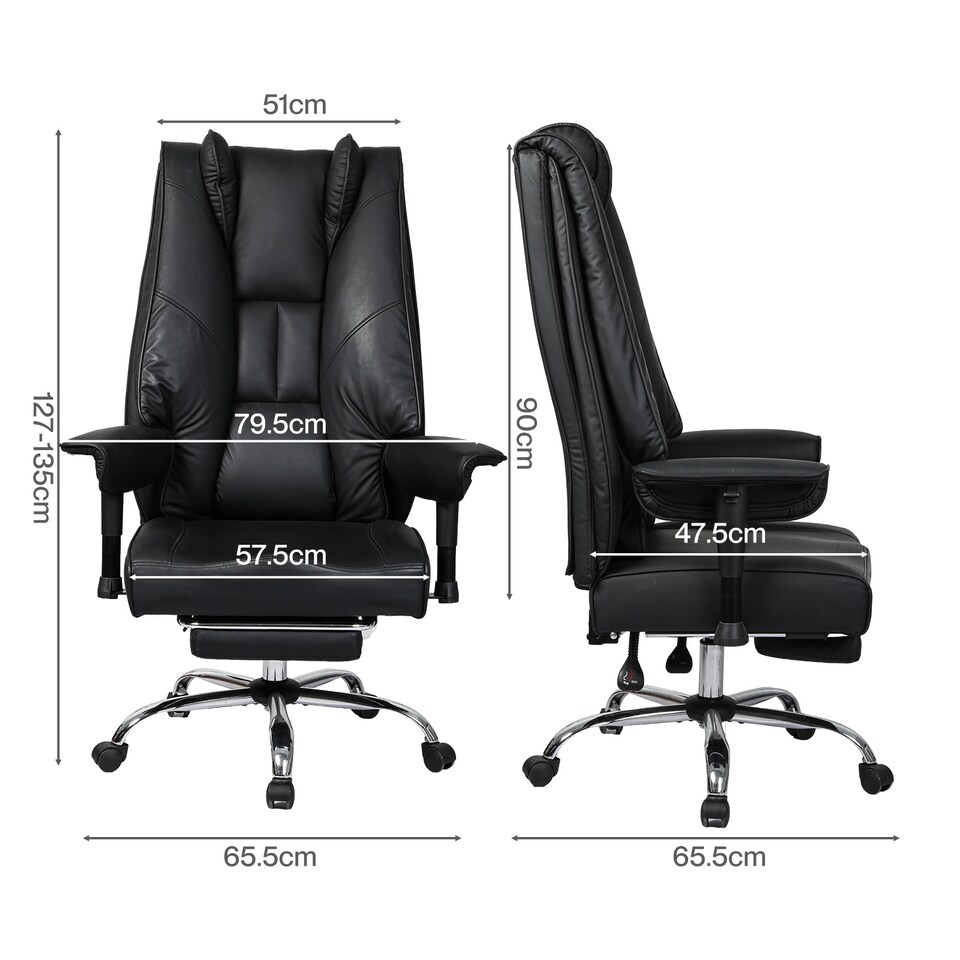 image 1 of Levede Office Chair Big Tall High Back Heavy Duty PU Recliner Executive Chair
