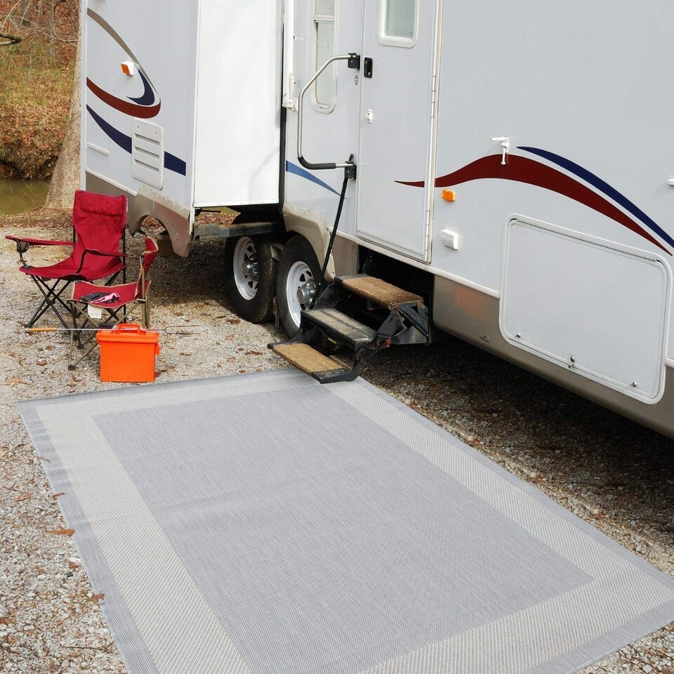 image 1 of The Rugs Outdoor Indoor Bordered Garden Patio Rug Weather Resistant | 200