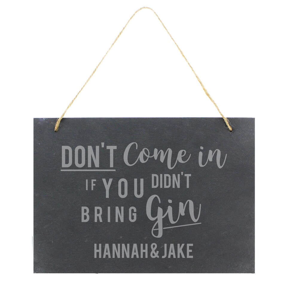 image 1 of Personalised Gin Large Hanging Slate Sign