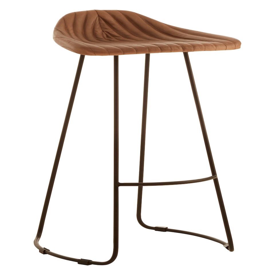 image 1 of Interiors by Premier Light Brown Leather And Iron Stool