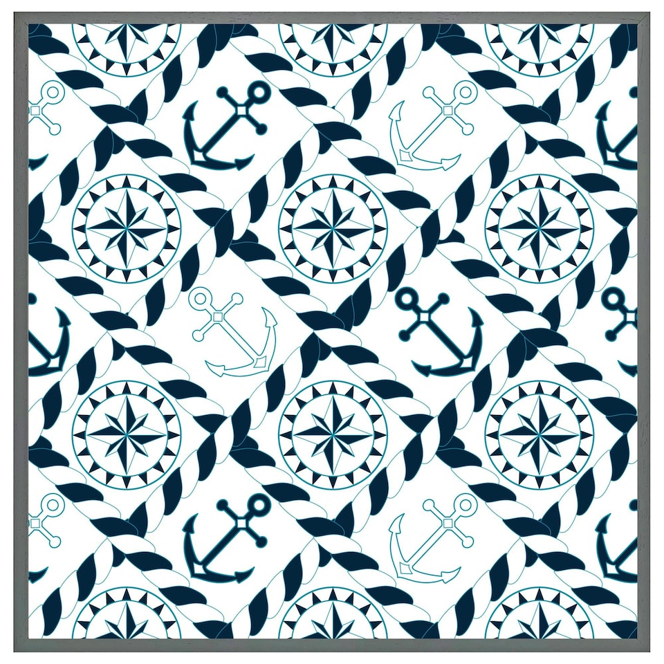 image 1 of Blue nautical elements (Picture Frame) Grey | S