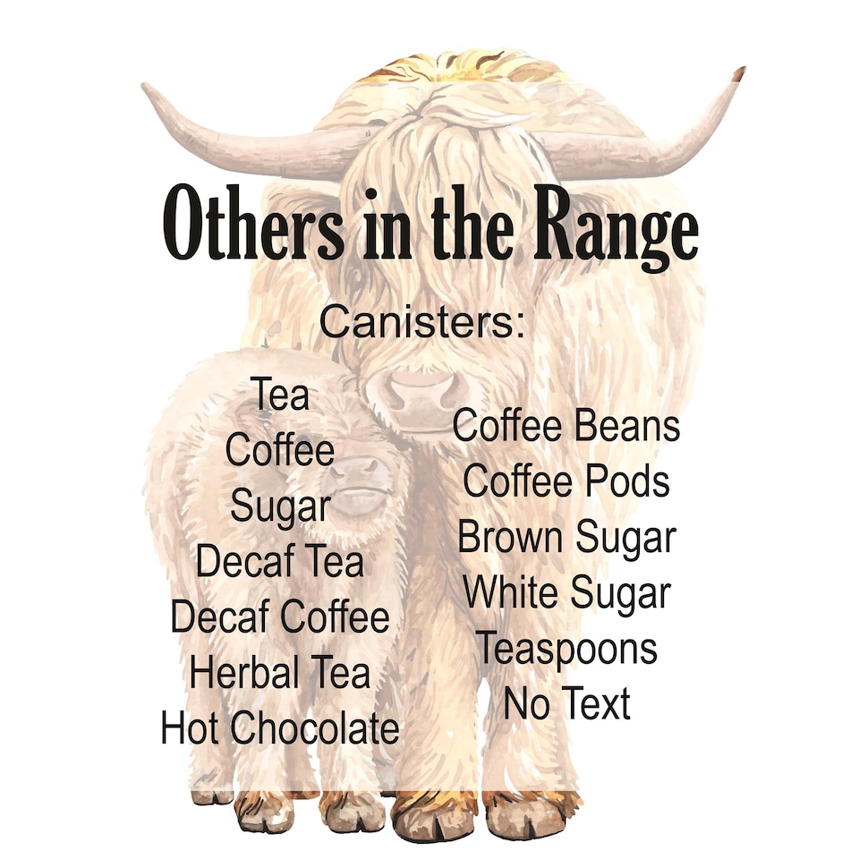 image 1 of Highland Cow Tea, Coffee & Sugar Large Kitchen Canisters - Set of 3