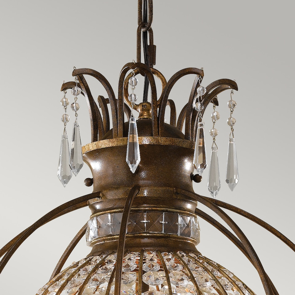image 1 of Bellini 3 Light Ceiling Chandelier Pendant Light British Bronze, Oxidized Bronze, E14