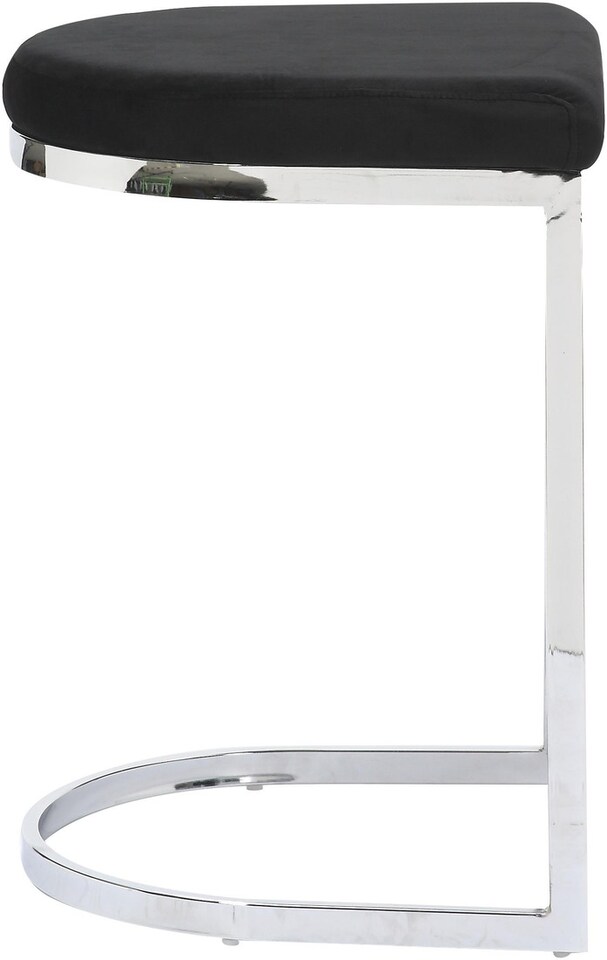 image 1 of Trevi Velvet Kitchen Bar Stools, Chrome Cantilever Frame, Breakfast & Home Bar Stool - Black