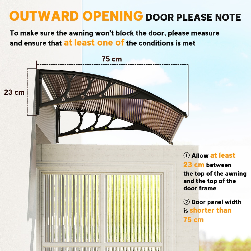 image 1 of Outsunny Outdoor Window Door Canopy with Awning Porch UV Water Cover Brown | Brown | Brown | 100 x 75 x 23 cm | 1