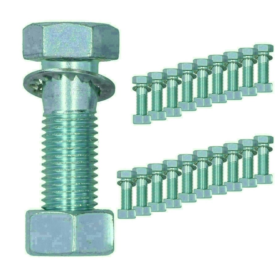 image 1 of M16 (16mm) x 55mm High Tensile Tow Bar Ball Fixing Bolts Washers + Nuts 20 Pack