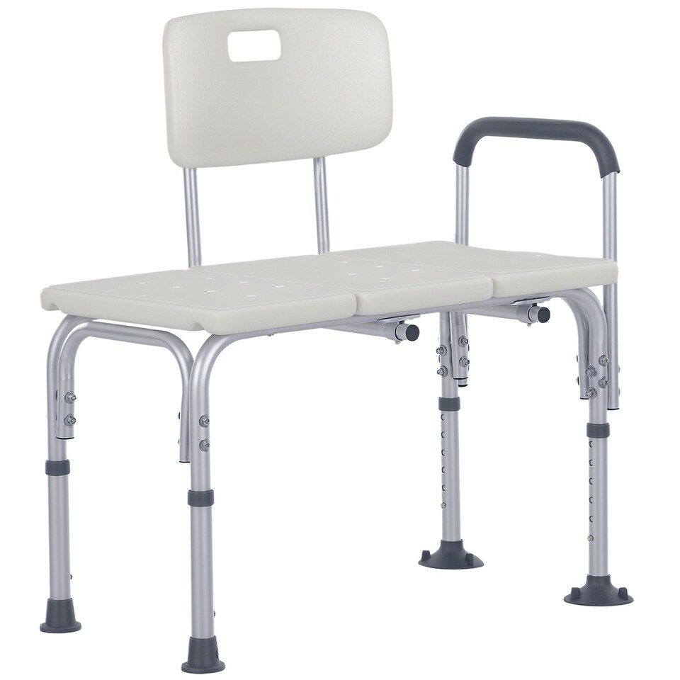 image 1 of HOMCOM Height Adjustable Shower Chair with Suction Cup Feet Armrest Backrest