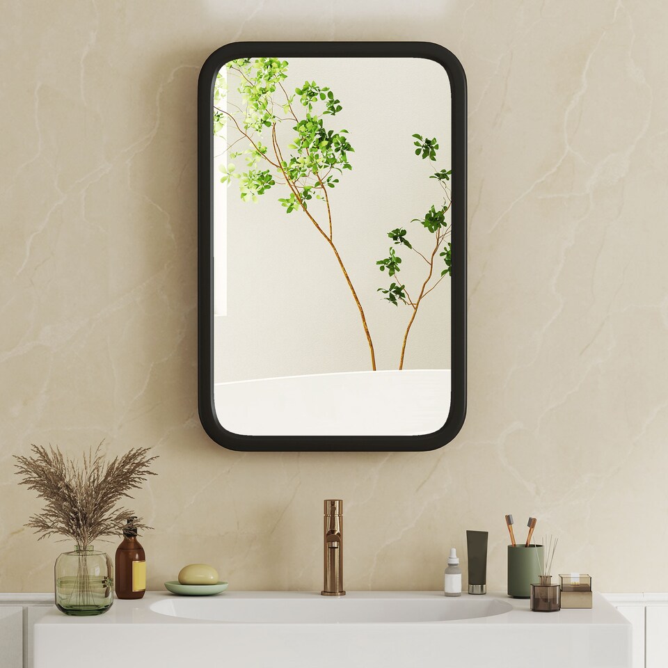 image 1 of HOMCOM Bathroom Wall Cabinet with Mirror Black | Black | Black | 50 x 12 x 76 cm