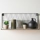 image 2 of OHS Geometric Wire Hanging Wooden Wall Mounted Display Storage Organiser Shelf - Black