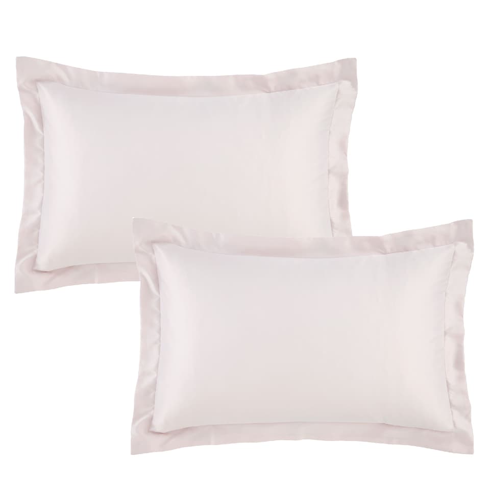 image 1 of Catherine Lansfield Silky Soft Satin Oxford Pillow case Pair | Pink | Blush Pink | One Size